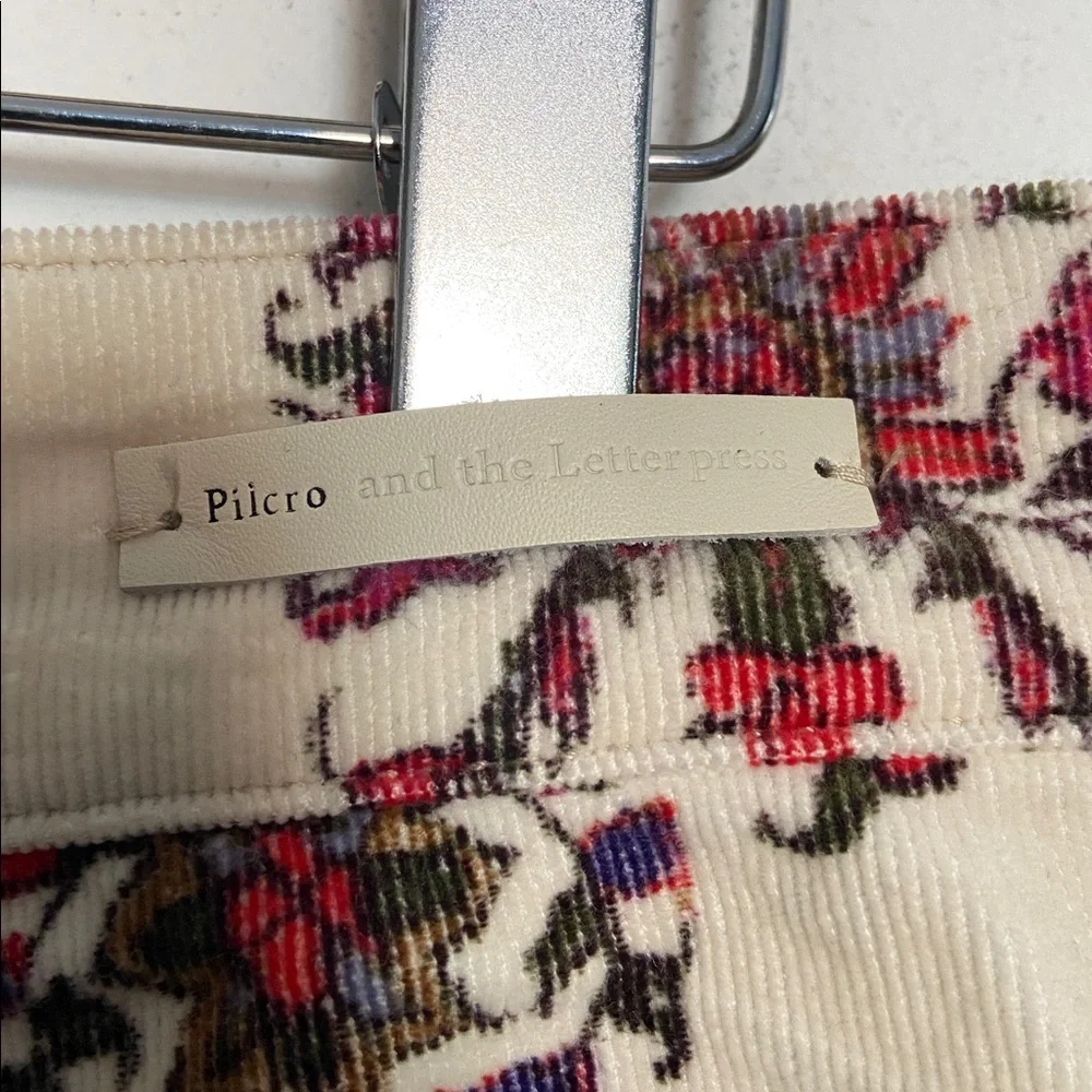 NWOT Anthropologie Pilcro cream corduroy boho printed bootcut jeans